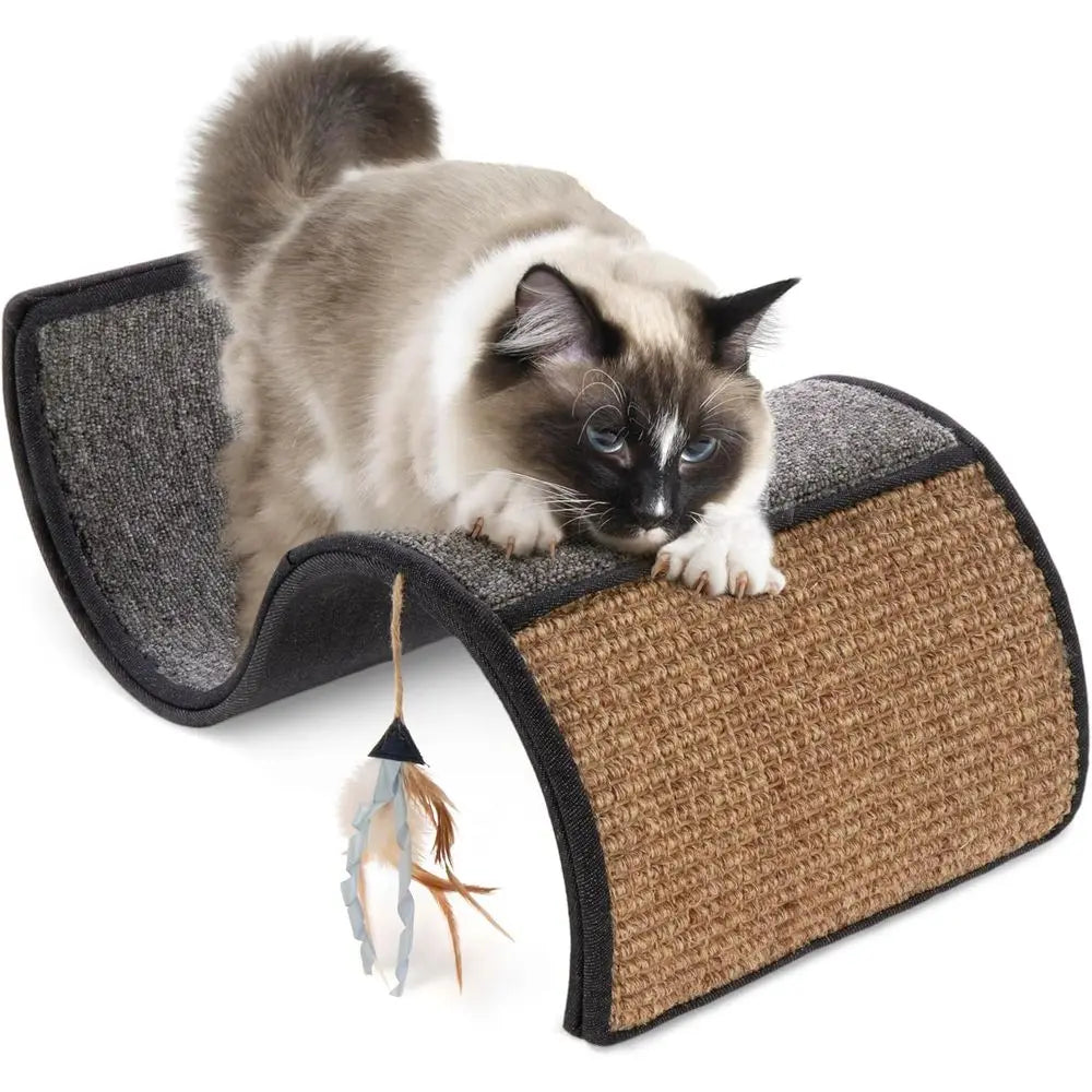 Dream Curl Carpet Cat Scratcher, Dual-Surface Cat Scratching Post, Lounge & Hide Scratchers for Cats & Kittens, Gray, Furniture