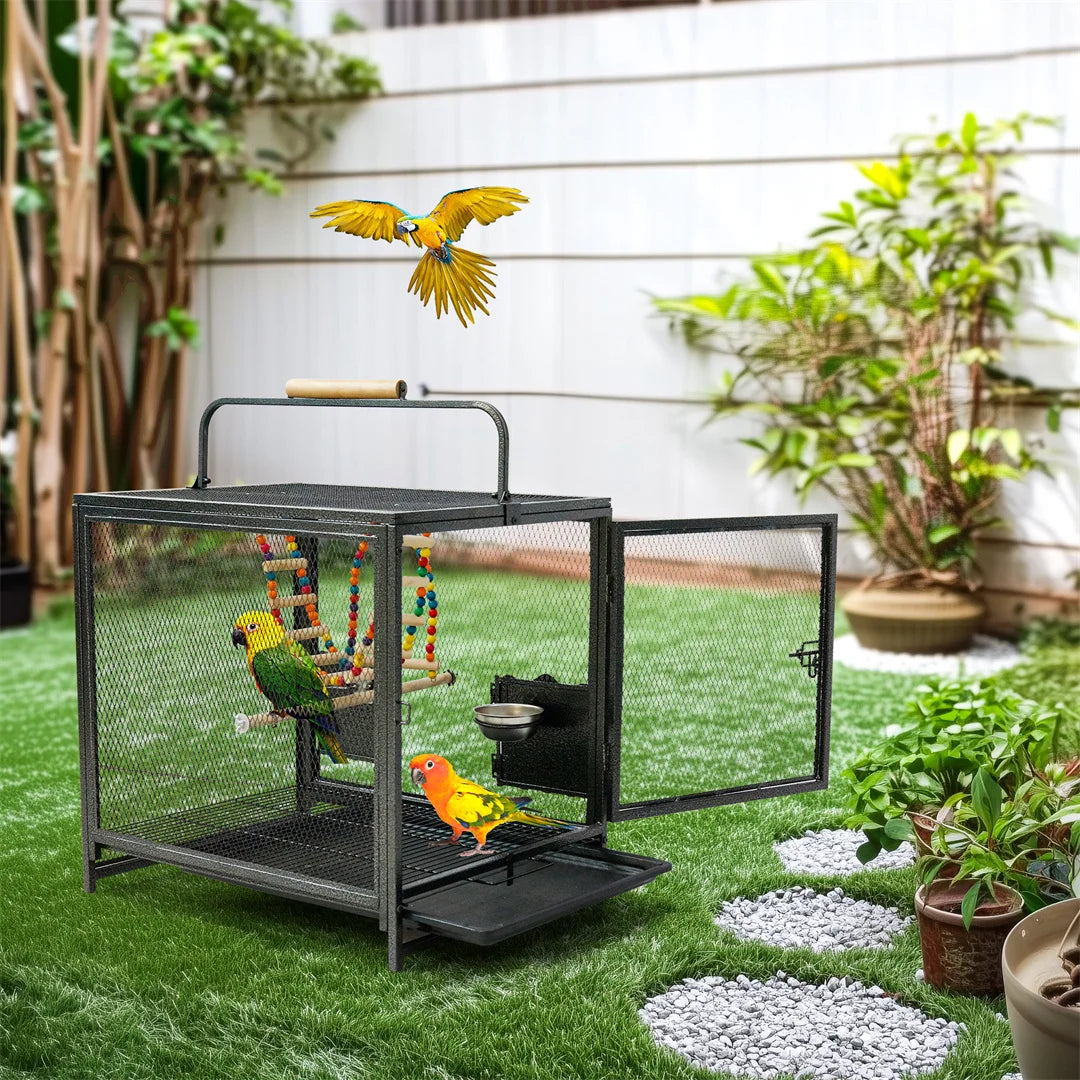 Portable Bird Cage Playpen Travel Carrier With Hammock And Toys