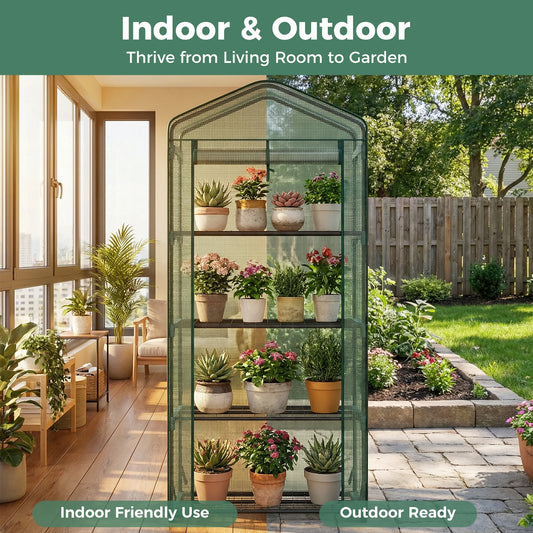 Portable Indoor Greenhouse With Multi Tier Plant Growing Rack