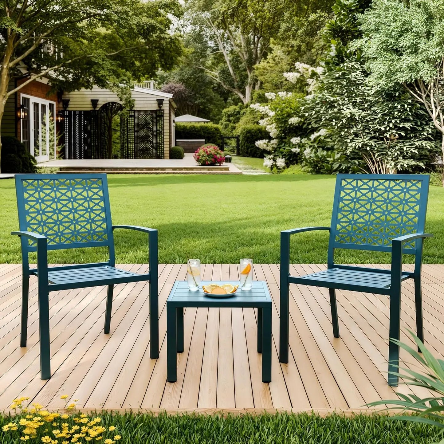 TWISTER.CK Patio Bistro Set 3 Piece With Table And Two Chairs