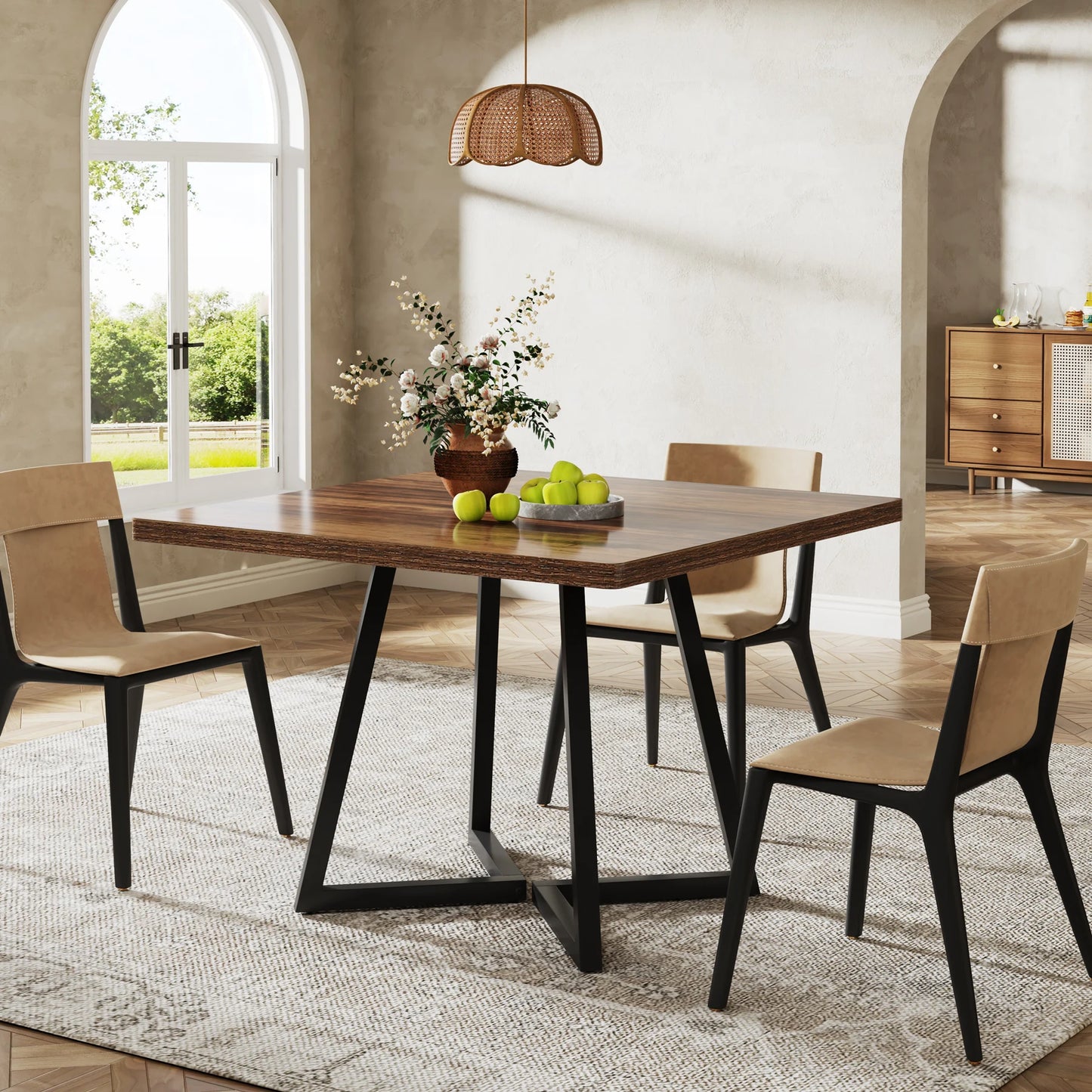 Tribesigns Square Dining Table For 4 Industrial Wood Kitchen Table