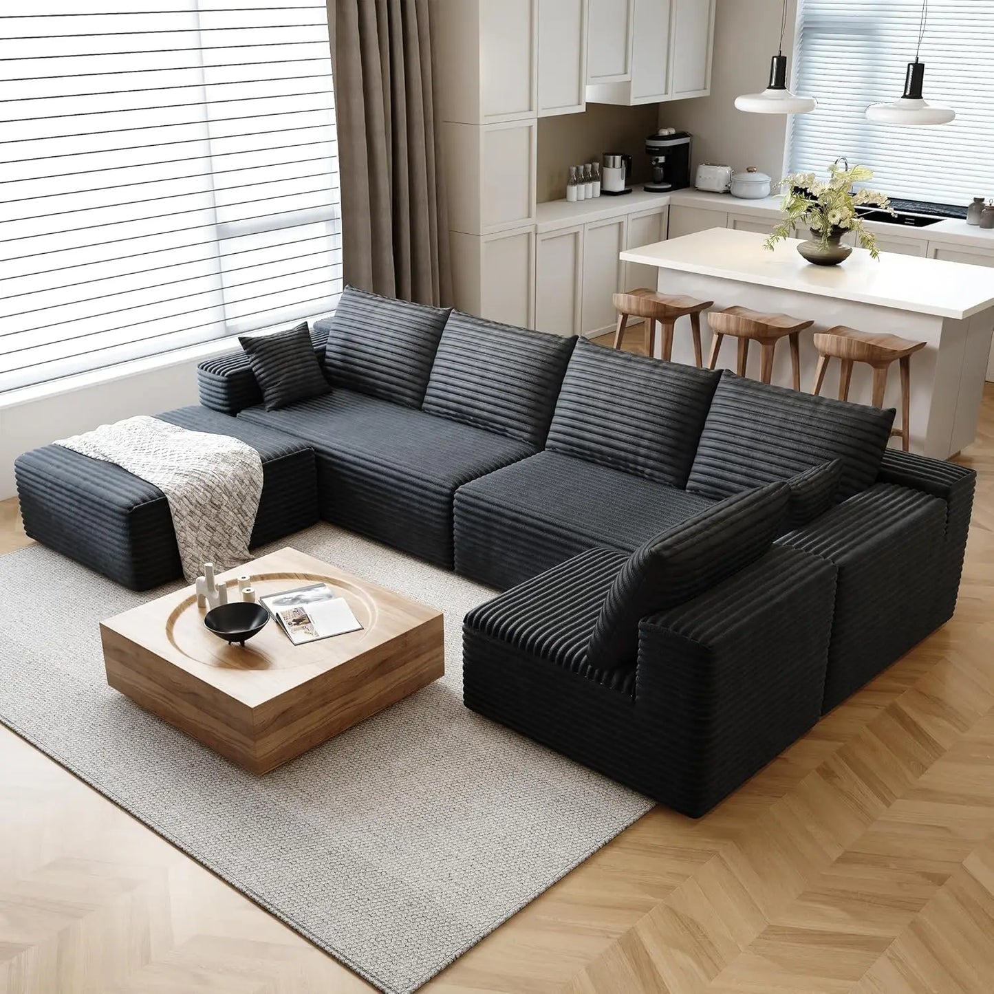 YQXH Cloud Style Corduroy Modular Sectional Sofa Cushions Memory Foam