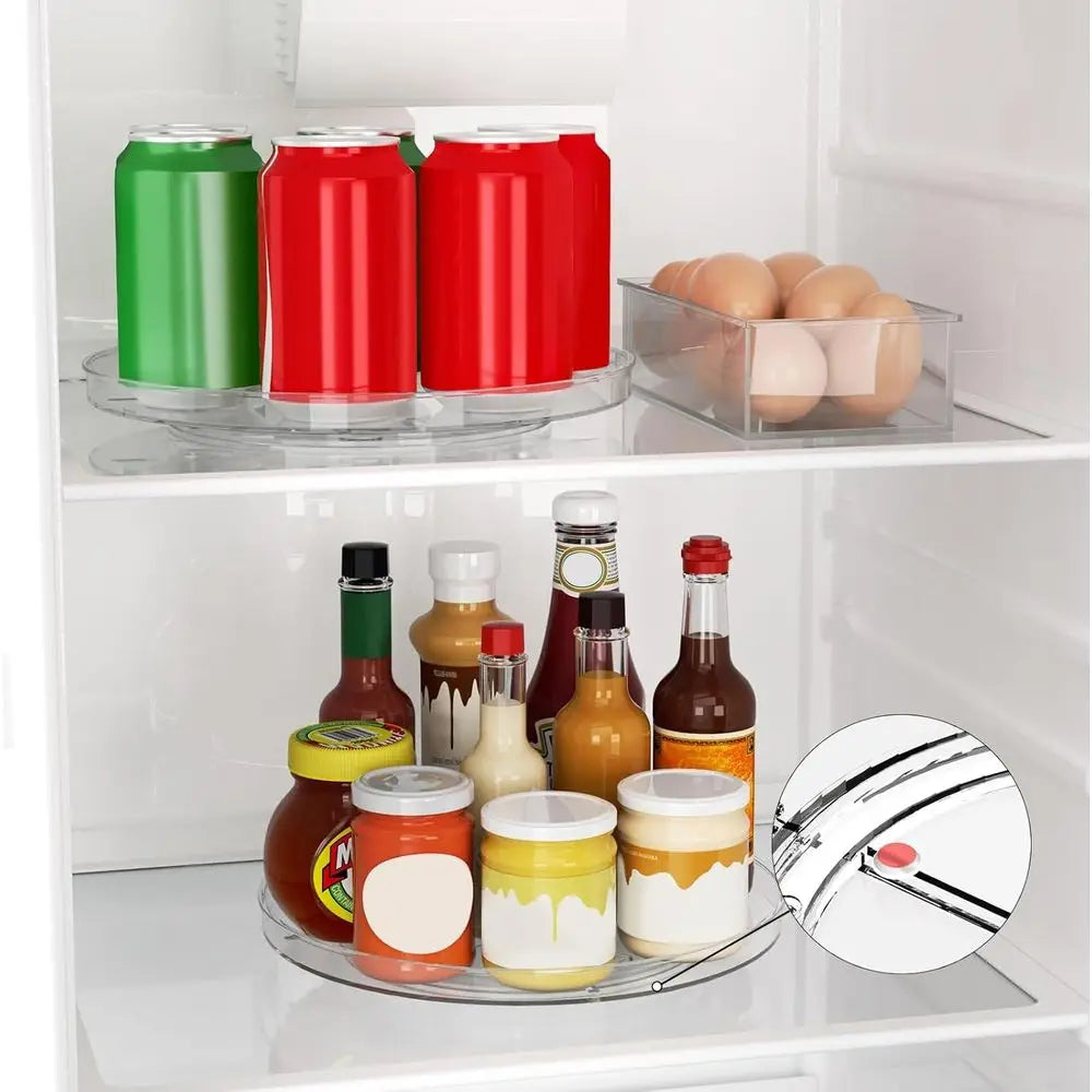 2 Pack Lazy Susan Organizer Turntable, Clear 9 Inch Rotating Organizer Tray, Kitchen Storage or Pantry Countertop Bathroom, Spic