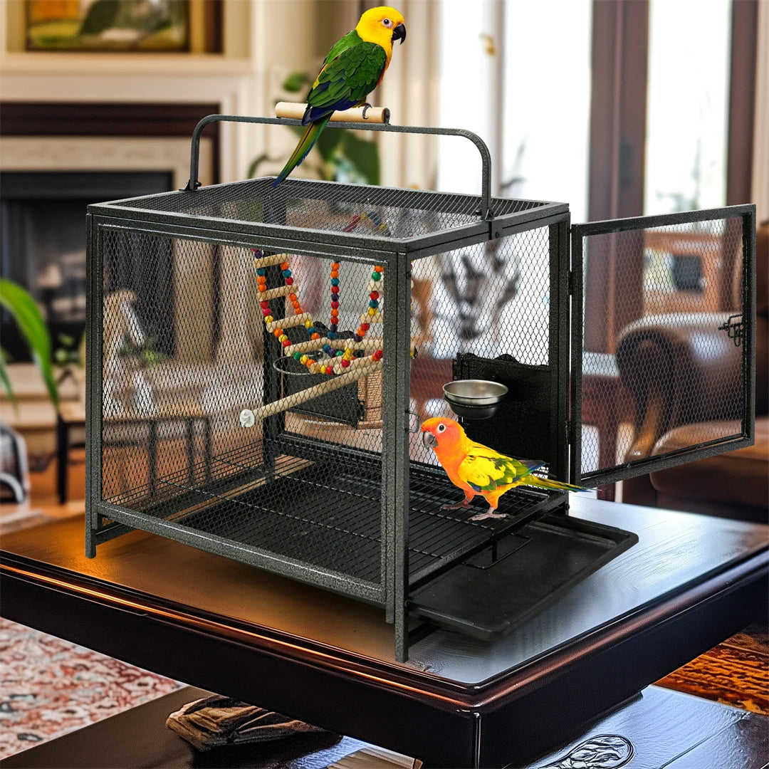 Portable Bird Cage Playpen Travel Carrier With Hammock And Toys