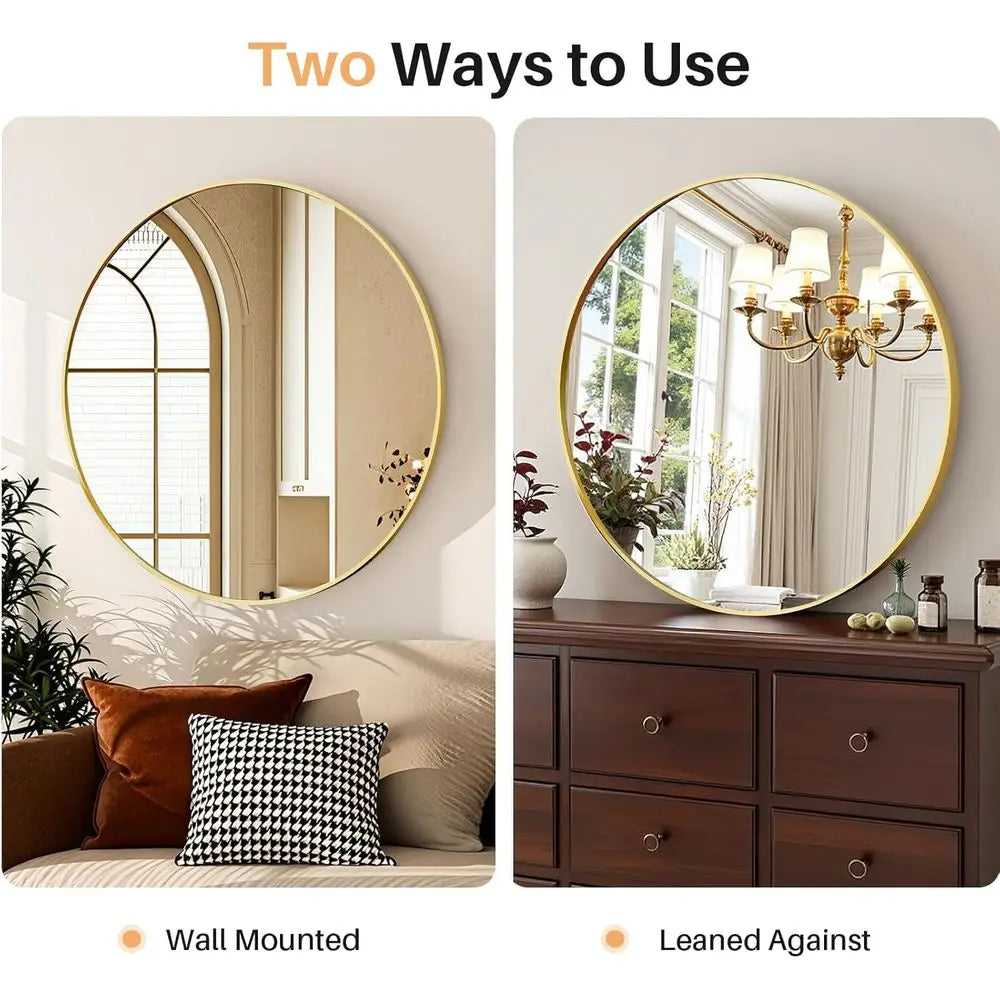 Round Vanity Mirror With Tempered Glass For Wall Mounting