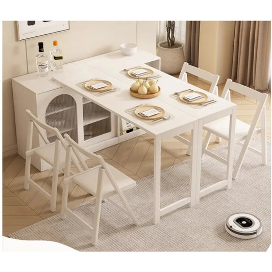Walnut Folding Dining Table, Retractable For Apartments