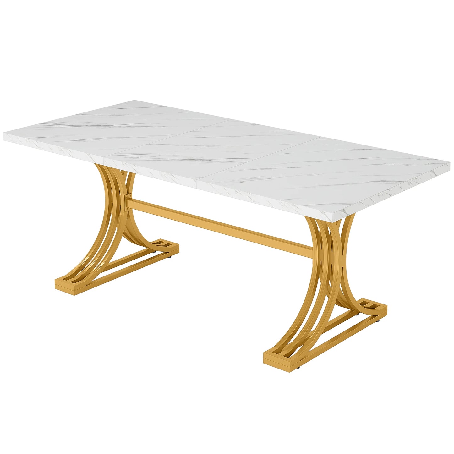 Tribesigns Dining Table With Faux Marble Top 4 To 6