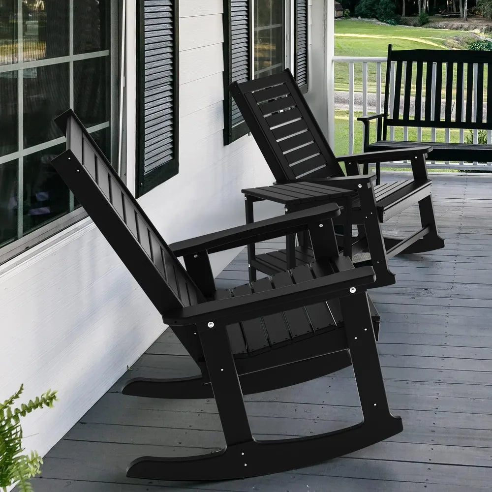 Outdoor Rocking Chairs Set Of 2 In Durable HDPE Plastic