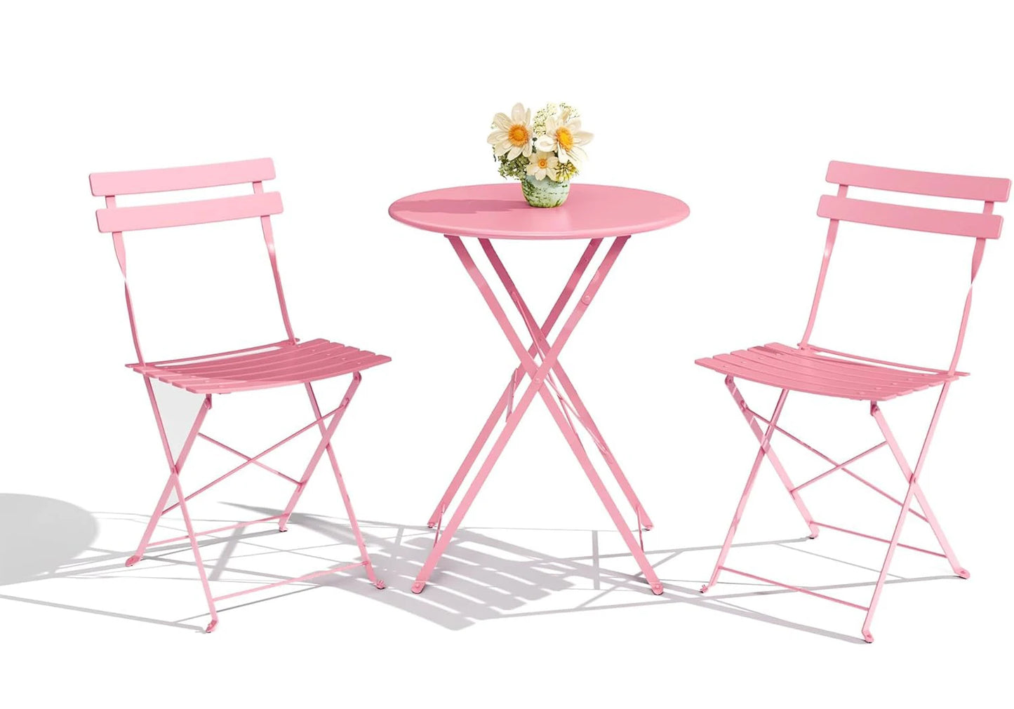 TWISTER.CK 3-Piece Patio Bistro Set Space-Saving Folding Table and Chairs