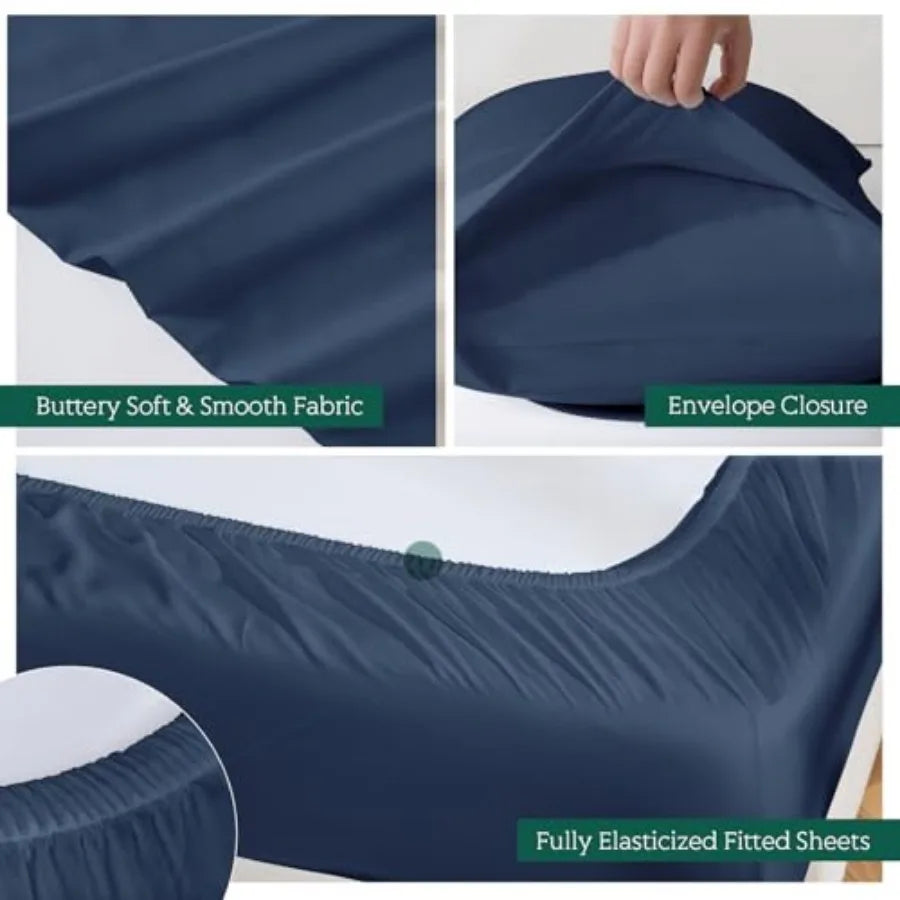 Cooling Sheets Set Size, Viscose Derived from Bamboo for Hot Sleepers Deep Pocket Up to 16 Inch Silky Soft and Breathable Beddi