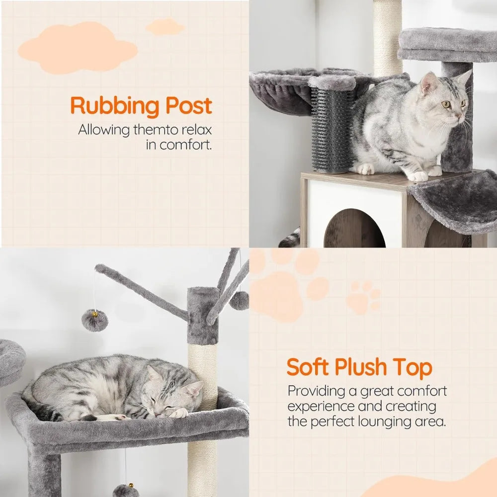 HOOBRO Hidden Litter Box Cat Tree With Scratching Post