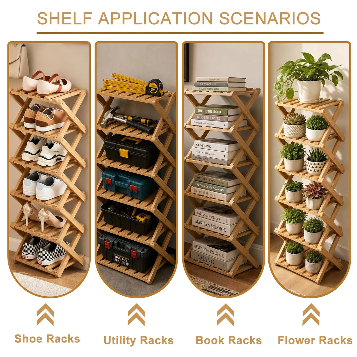 Universal Bamboo Shoes Rack Organizer Storage PC For Home Entryway Closet Bedroom Living Room Space Saving Multi Layer Durable Lightweight Easy Assembly Portable Shoe Shelf Holder Stand With PC Connectors Accessories Kit Prem