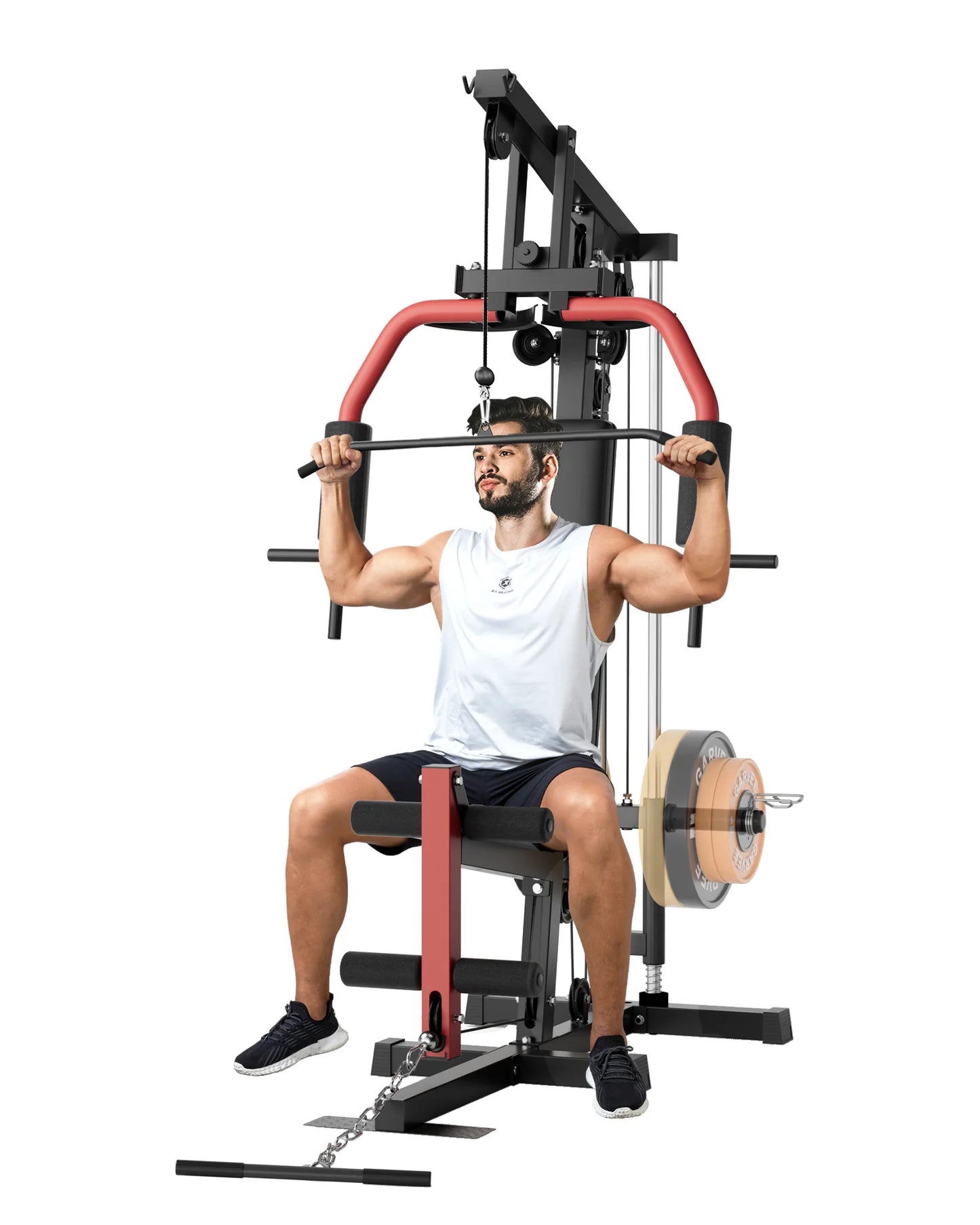 HiMiss 5In1 Home Gym Lat Pulldown Chest Press Seated Row