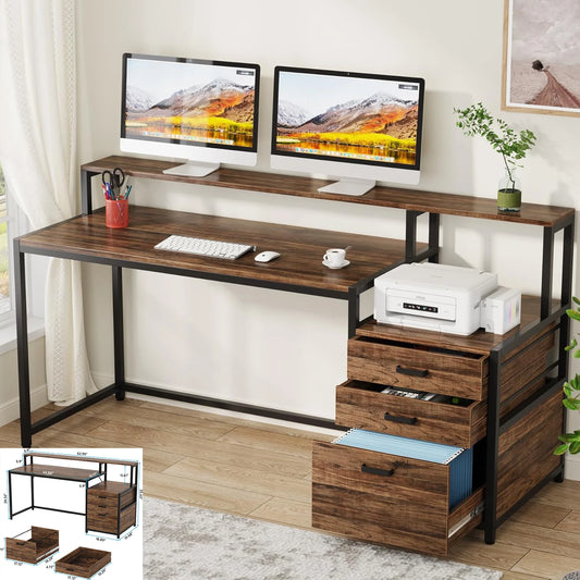 Little Tree L Shaped Computer Desk With Three Drawers