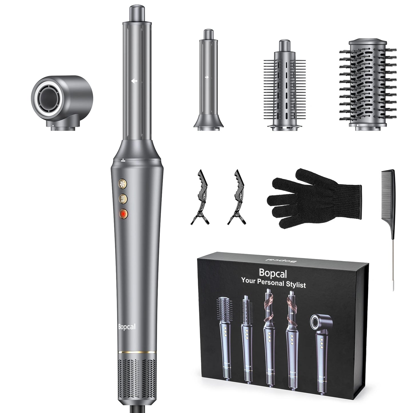 Bopcal 5 In 1 Multifunctional Hot Air Comb Hair Dryer