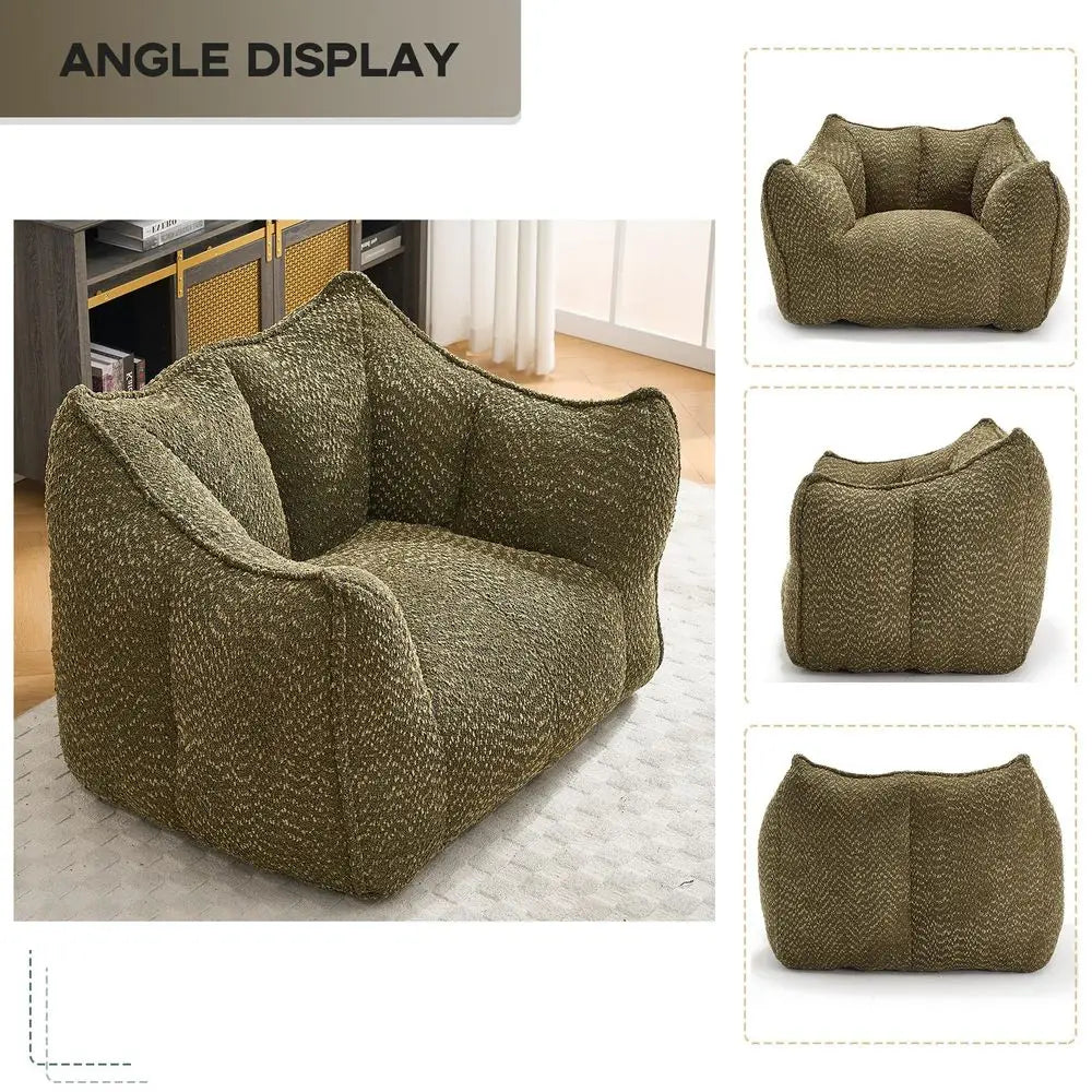 Bean Bag Sofa Chairs, Oversized Bean Bag Couch, Modern Lazy Sofa Chair with Memory Foam Filled, Floor Lounge Chair for Living R