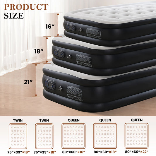 JHK Air Mattress With Non-Slip Bottom Weight Capacity 660 Lbs