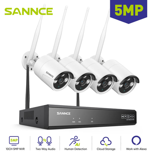 SANNCE 10CH 5MP Wireless Security System With 4 Outdoor Cameras