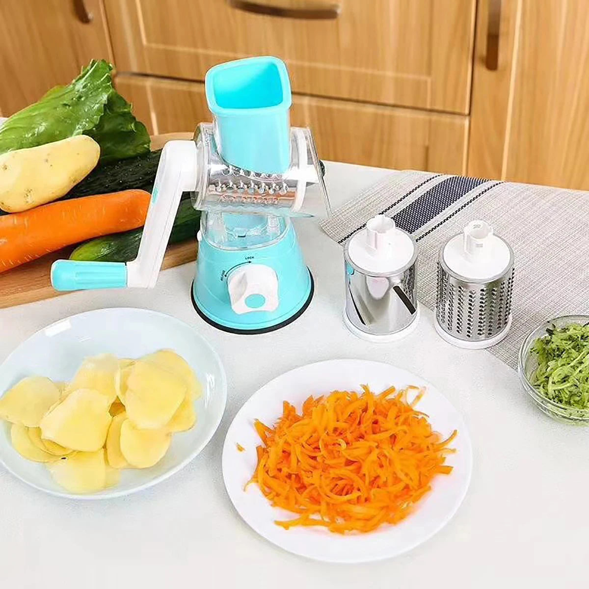 AEHOME Vegetable Slicer Shredder 3 Drum Manual Grater Tool