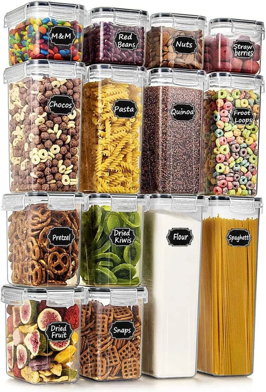 Airtight Food Storage Containers With Labels And Pen For Pantry