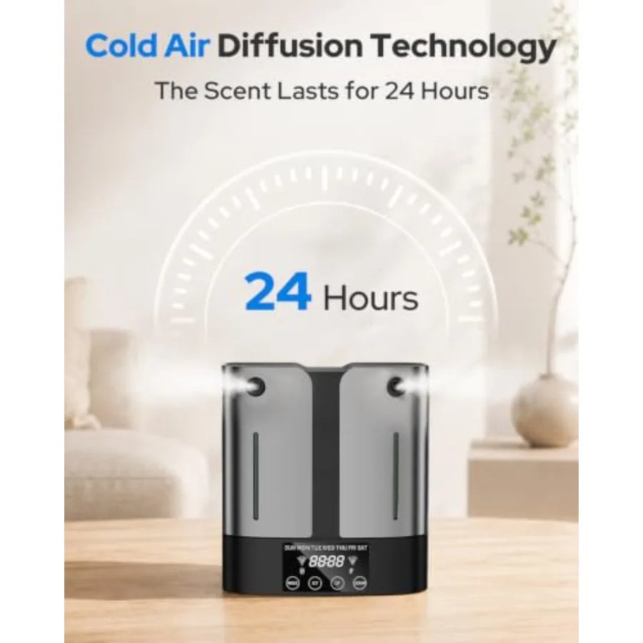 Waterless Essential Oil Diffuser for Home/Hotel/Office Stainless Steel Body, Matte Black Finish, Ultra-Quiet Operation 3000 Sq.