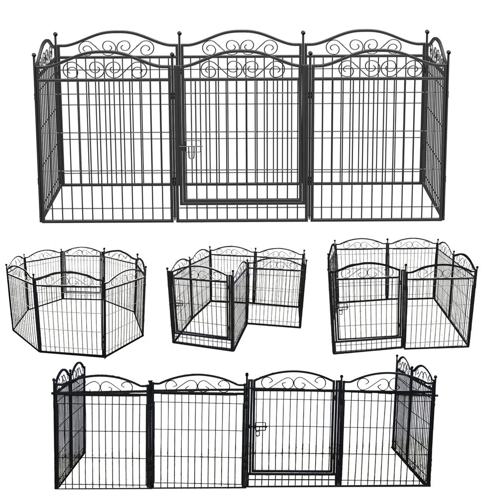 BORWART Heavy Duty Dog Playpen, 8-Panel Wire Fence With Door