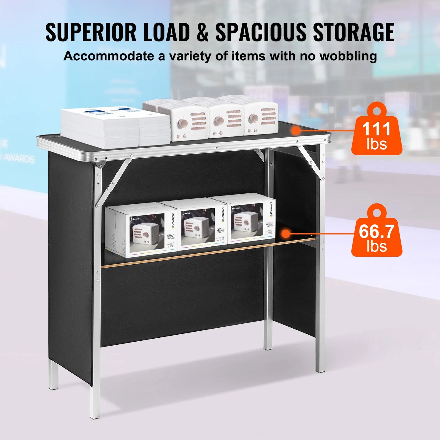 SucceBuy Folding Portable Bar Table With Carry Case And Shelf