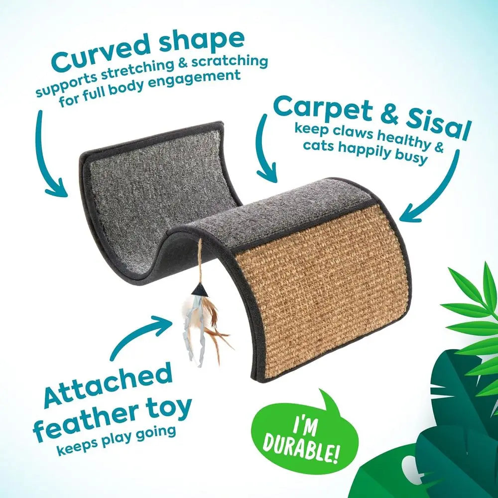 Dream Curl Carpet Cat Scratcher, Dual-Surface Cat Scratching Post, Lounge & Hide Scratchers for Cats & Kittens, Gray, Furniture