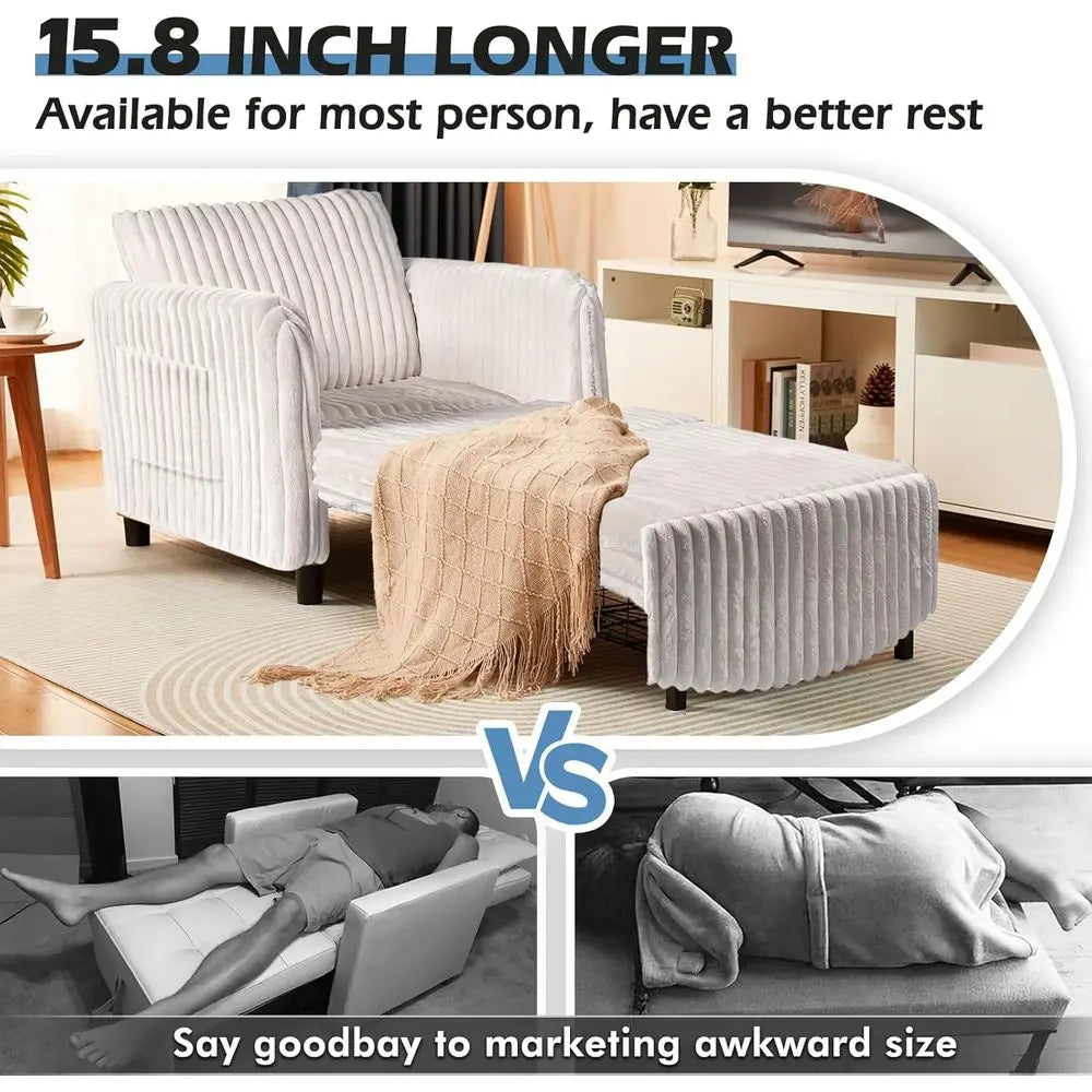 Sleeper Chair, 84" Extra Long Convertible Chair Bed, Upgraded 3-in-1 to 4-in-1 Pull Out Chair & Single Soa Bed or Adult, Sleng C