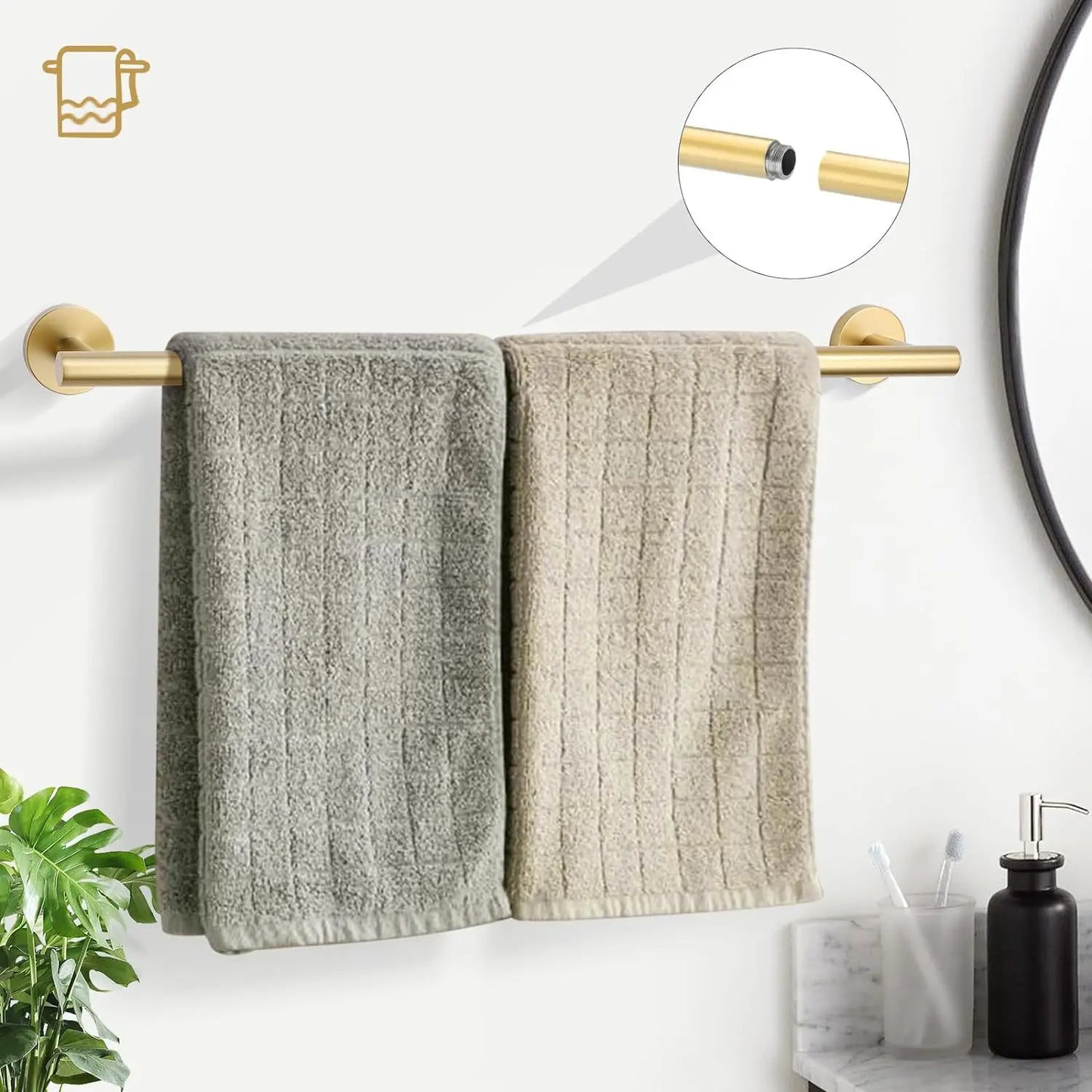Brushed Bathroom Hardware Set 5 Piece Stainless Steel Towel Bar