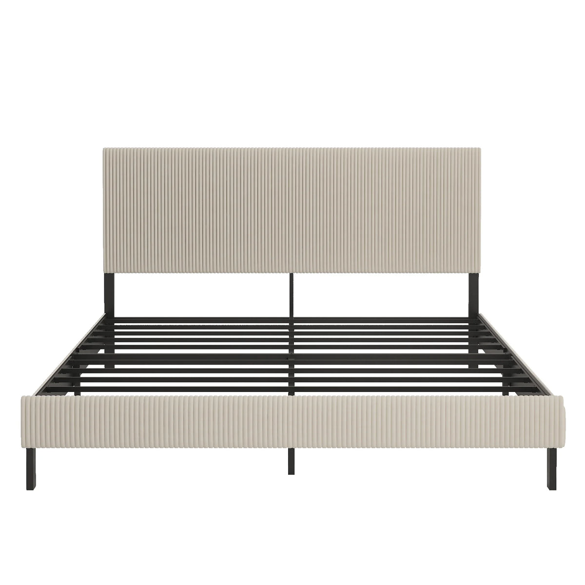 Upholstered Platform Bed Frame With Tall Headboard Easy Assembly