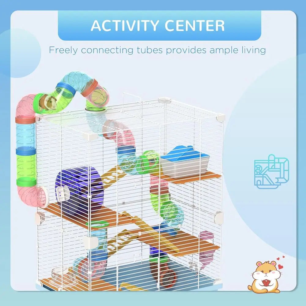 Five Tier Hamster Cage With Tubes Tunnels And Carry Handle