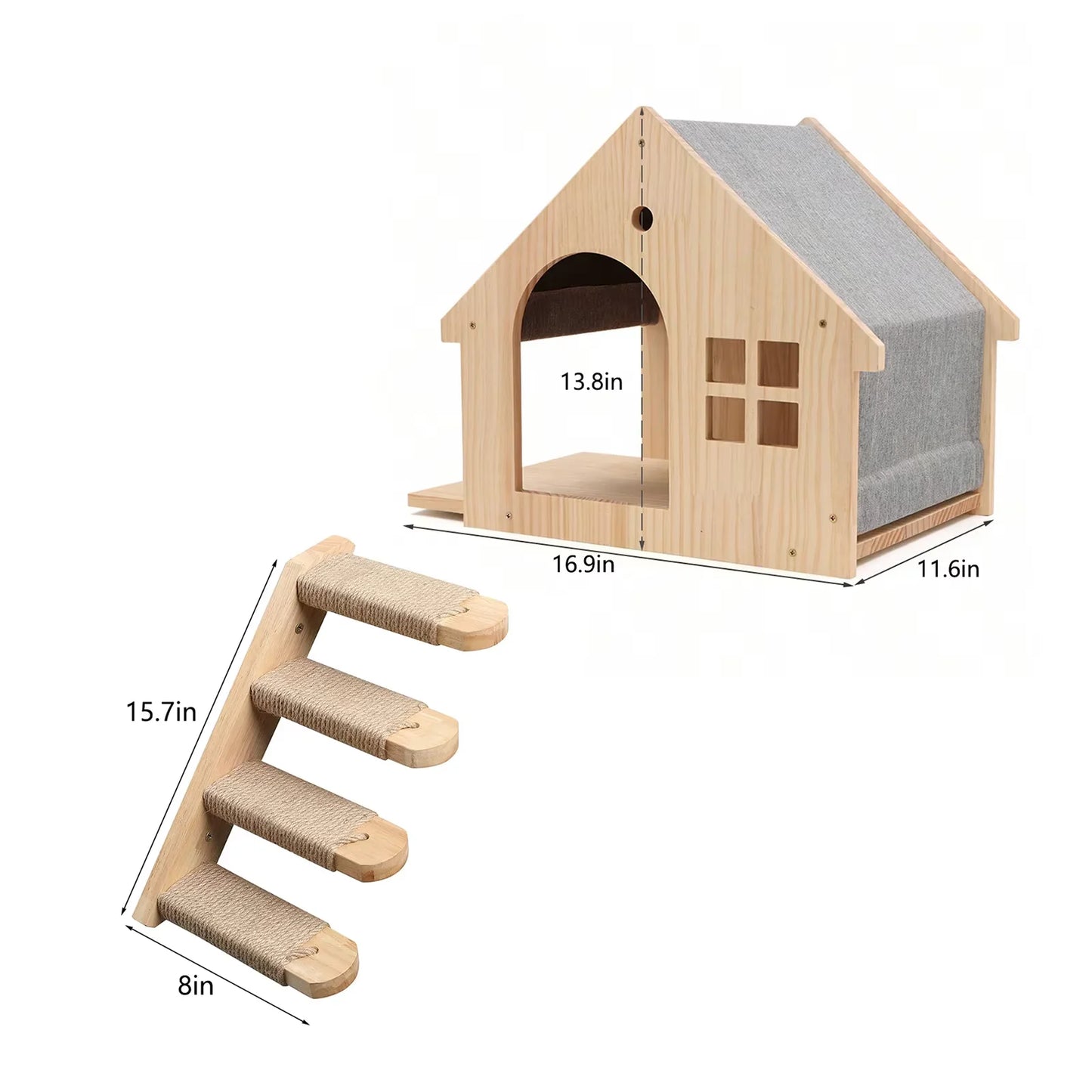1pc Wall Mounted Cat Condo Villa Wooden Cats Climbing Floating Shelf Kitten House Wall Furniture for Sleeping and Resting