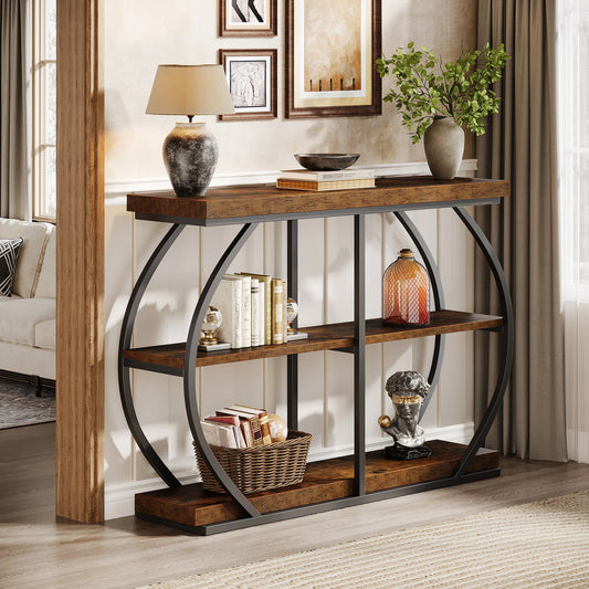 Tribesigns Console Table Industrial Arched Frame With Storage Shelves