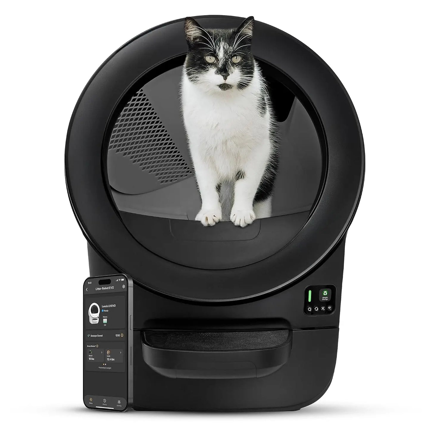 Litter-Robot EVO by , Black - Automatic Self-Cleaning Cat Litter Box, Compact Space-Saving Design, Advanced Odor, Customized
