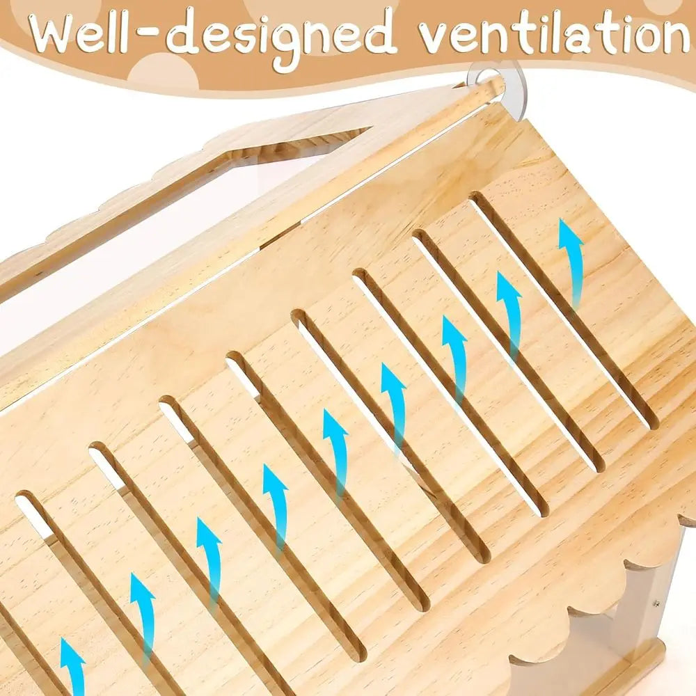 24 Inch Acrylic Hamster Cage with 2 Small Hamster Houses - Long-Lasting, Easy Clean for Guinea Pigs, Clear View Design for Activ