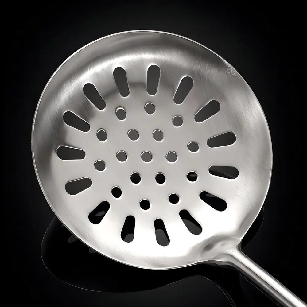 Strainer Skimmer Ladle, Slotted Spoons, Kitchen Utensils Durable 304 Stainless Steel Skimmers Pasta Strainer Spoon with Wooden H