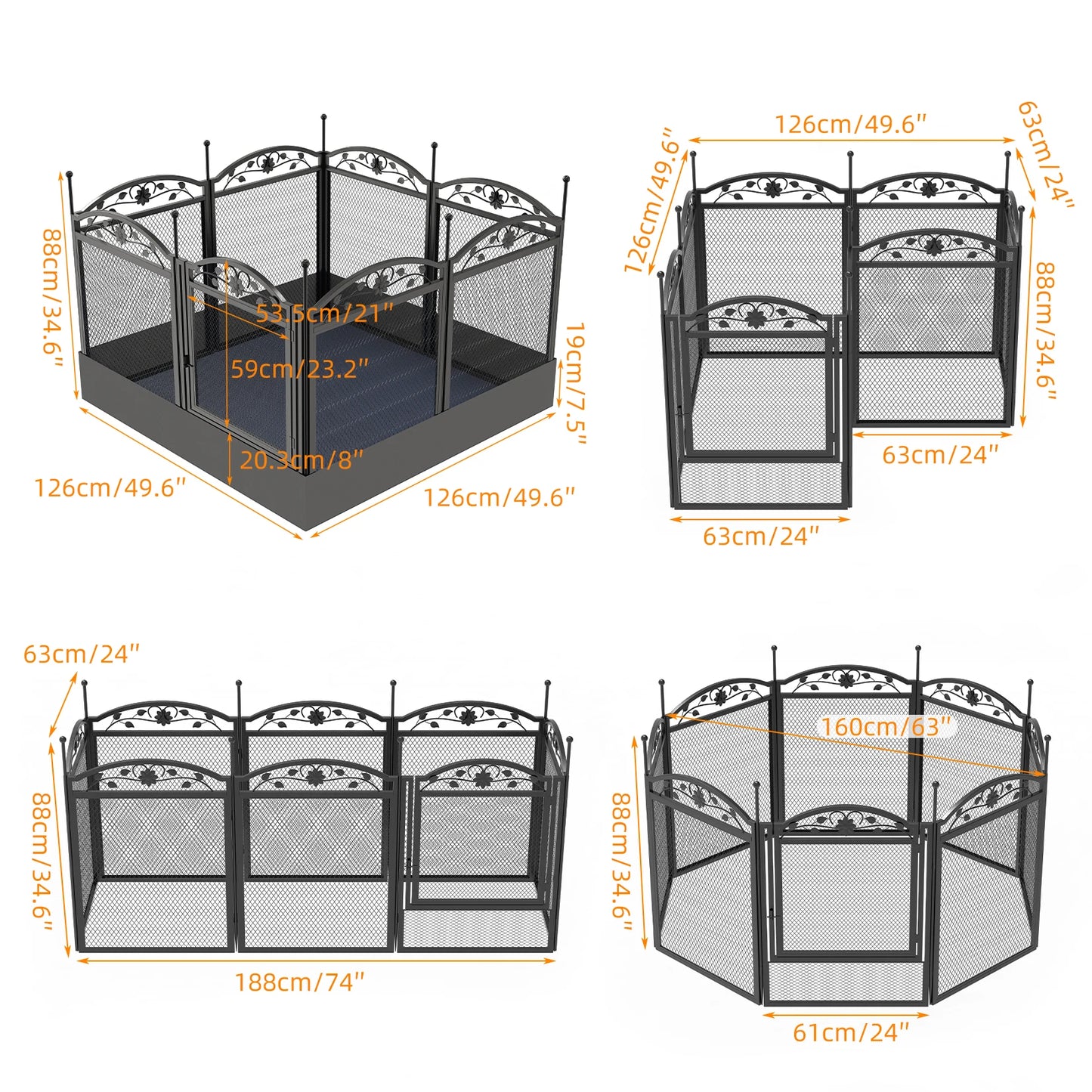 BINGOPAW 8 Panels Heavy Duty Dog Playpen Indoor Outdoor Use
