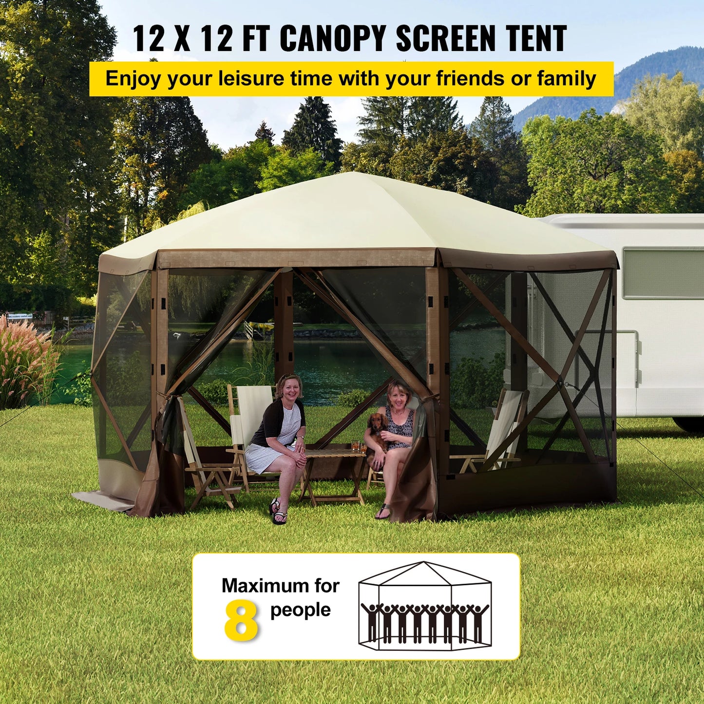 SucceBuy Pop Up Camping Gazebo Canopy Tent Sun Shade Shelter