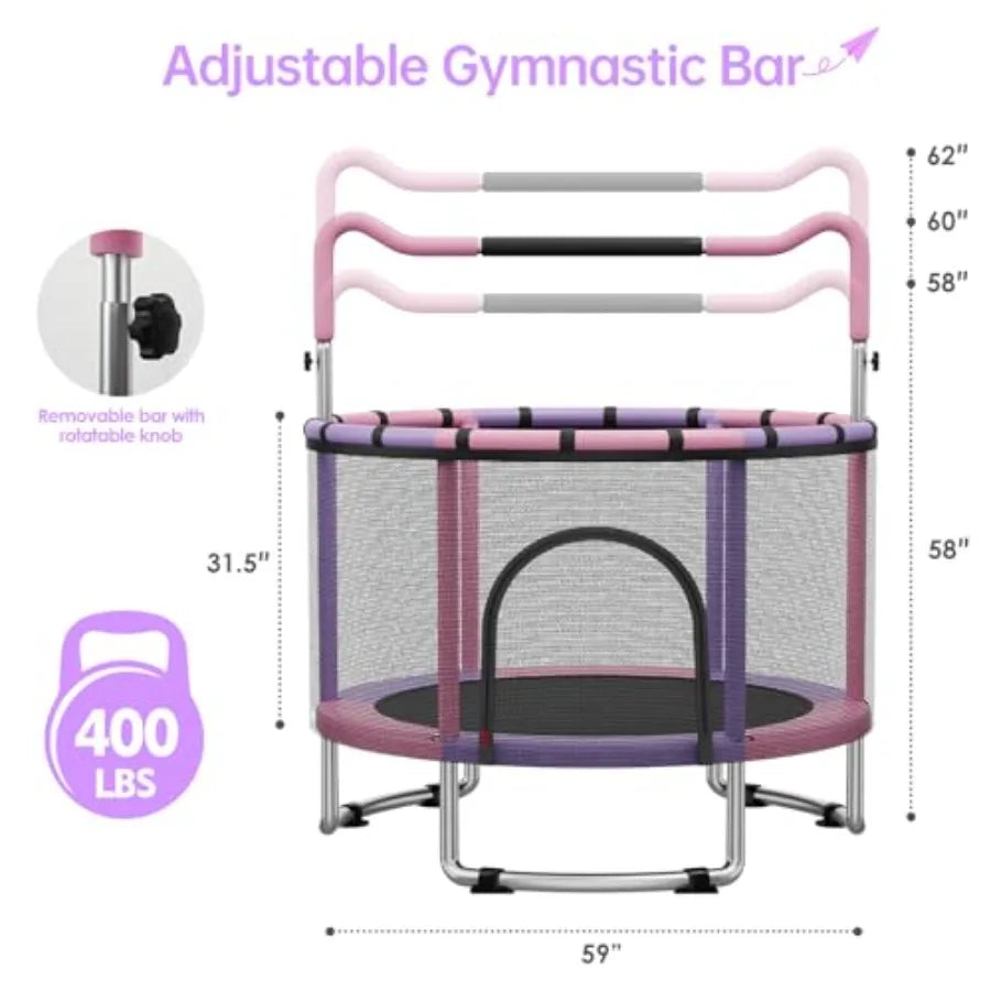 Indoor Outdoor Trampoline With Safety Enclosure Net And Basketball Hoop
