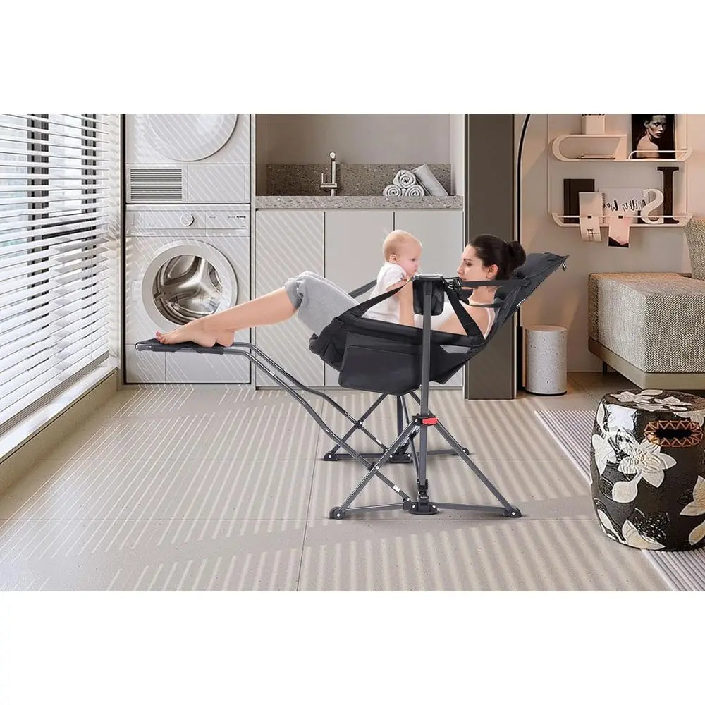 Portable Outdoor Hammock Chair with Stand, Removable Footrest, Carry Bag, and Cup Holder - Ideal for Camping, Hiking, Picnics, a