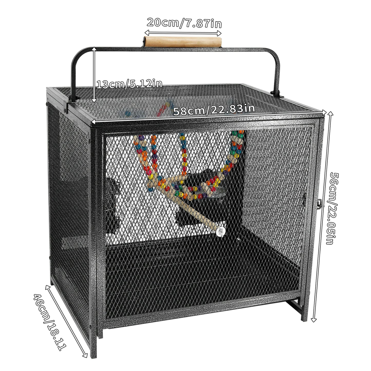 Wrought Iron Travel Cage For Small Birds With Seed Guard