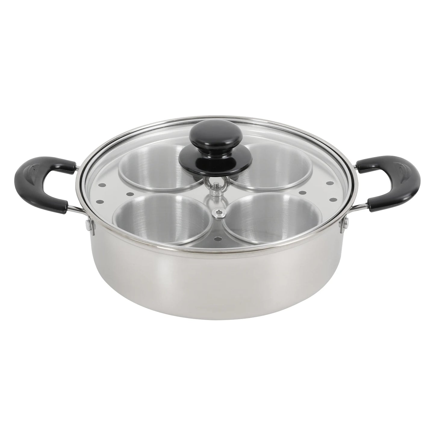 Bymaocar Stainless Steel Egg Steamer Pot With Glass Lid Rack