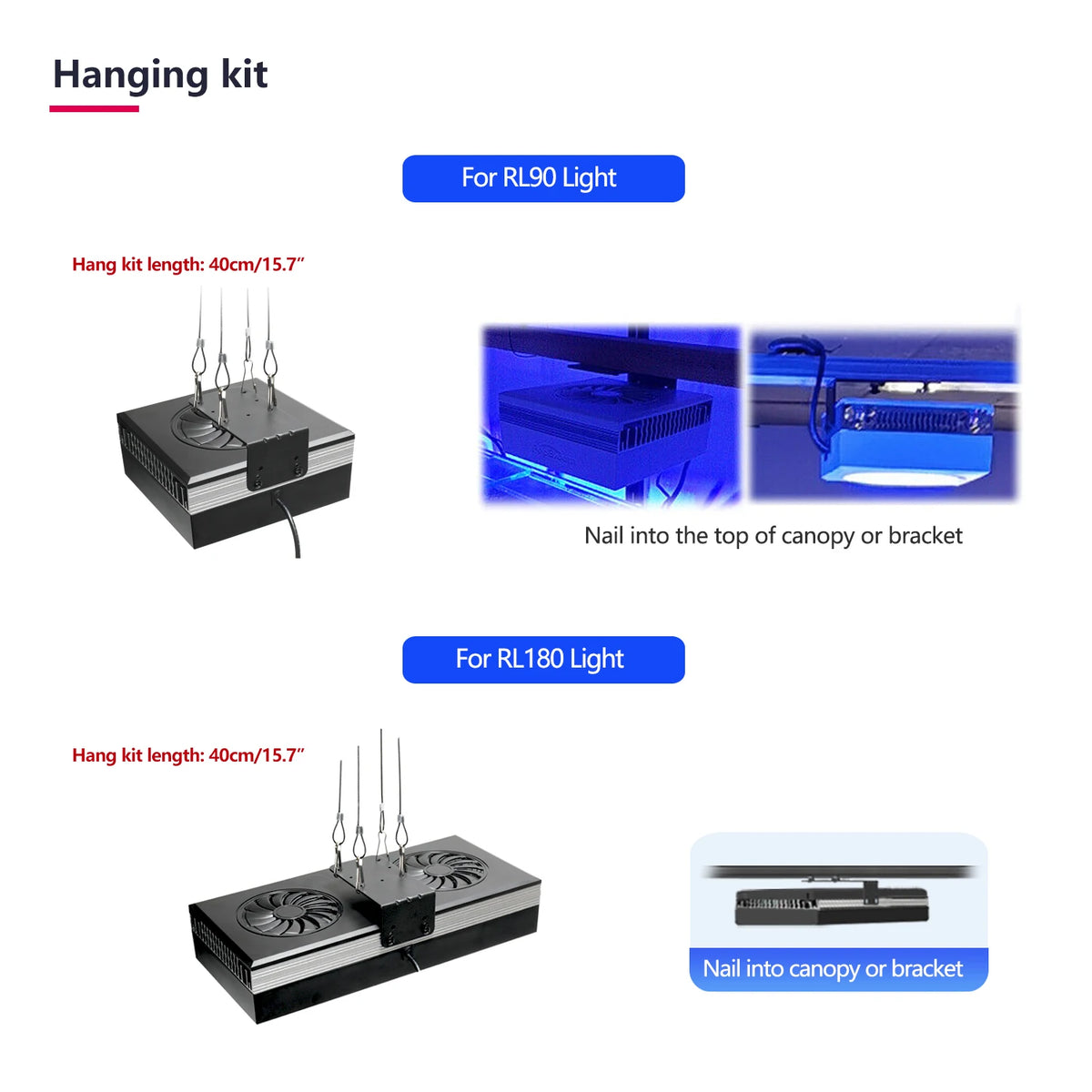 PopBloom RL90 RL180 WiFi Full Spectrum Marine LED light, Saltwater Aquarium Led Lamp for Reef Coral SPS/LPS Marine Aquarium Tank