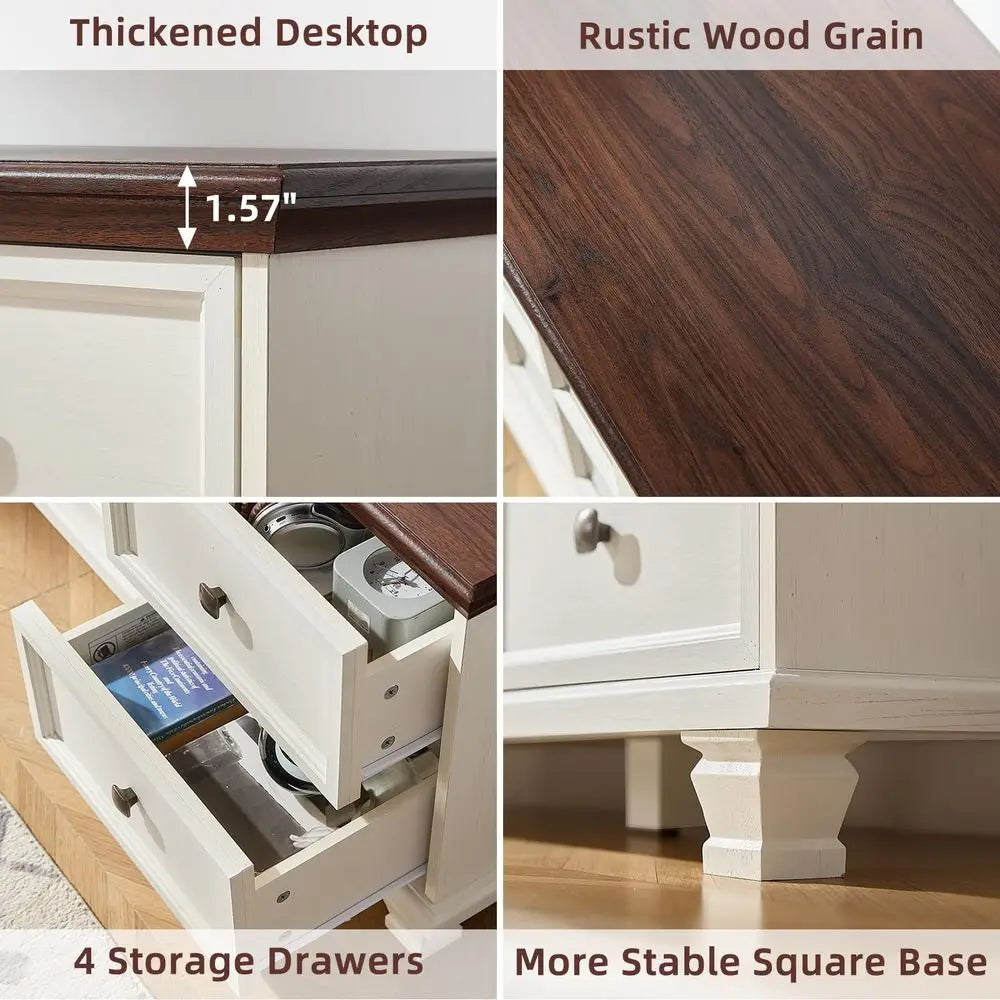 Classic Farmhouse TV Console And Rustic Coffee Table Set