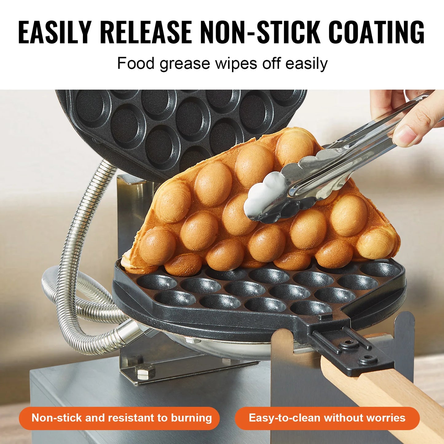 SucceBuy Bubble Waffle Maker 1400W Rotating Two Pans