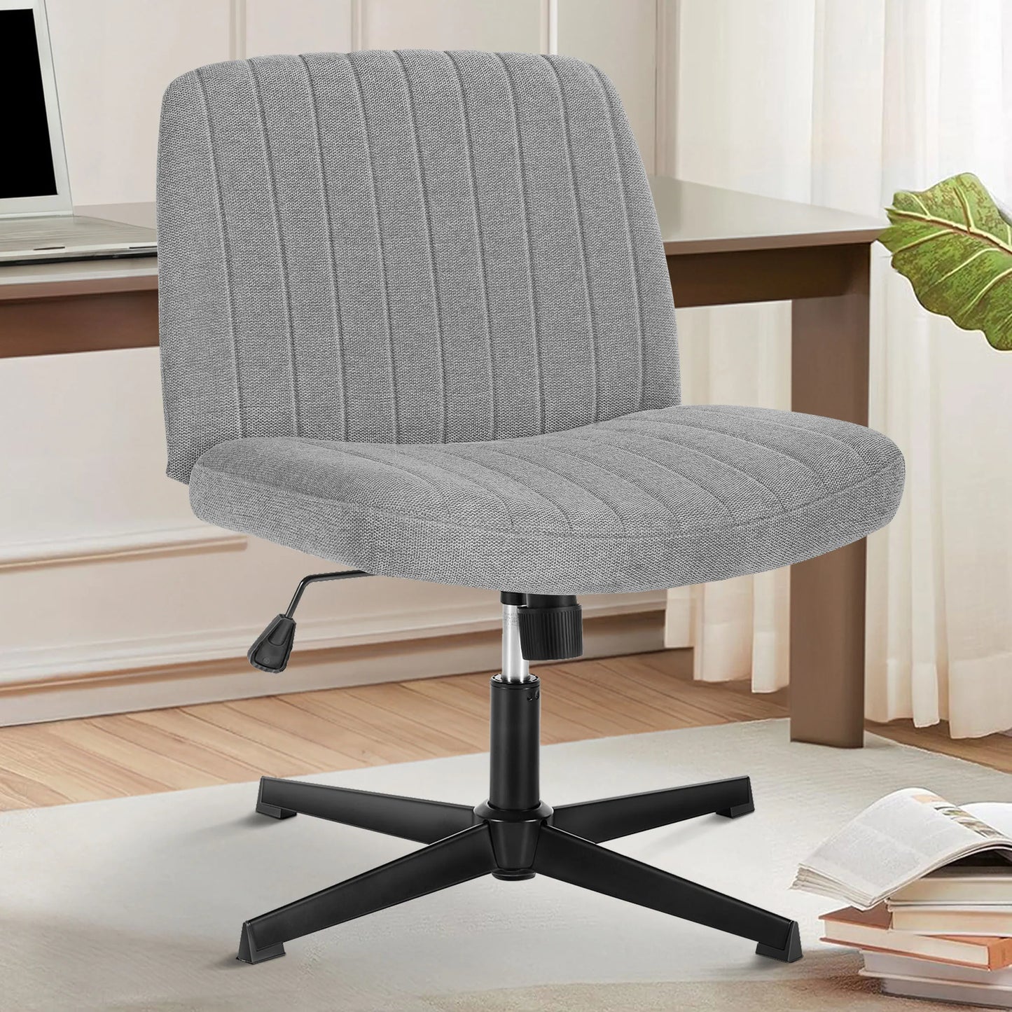 MCQ Ergonomic Armless PU Leather Office Chair Adjustable Backrest