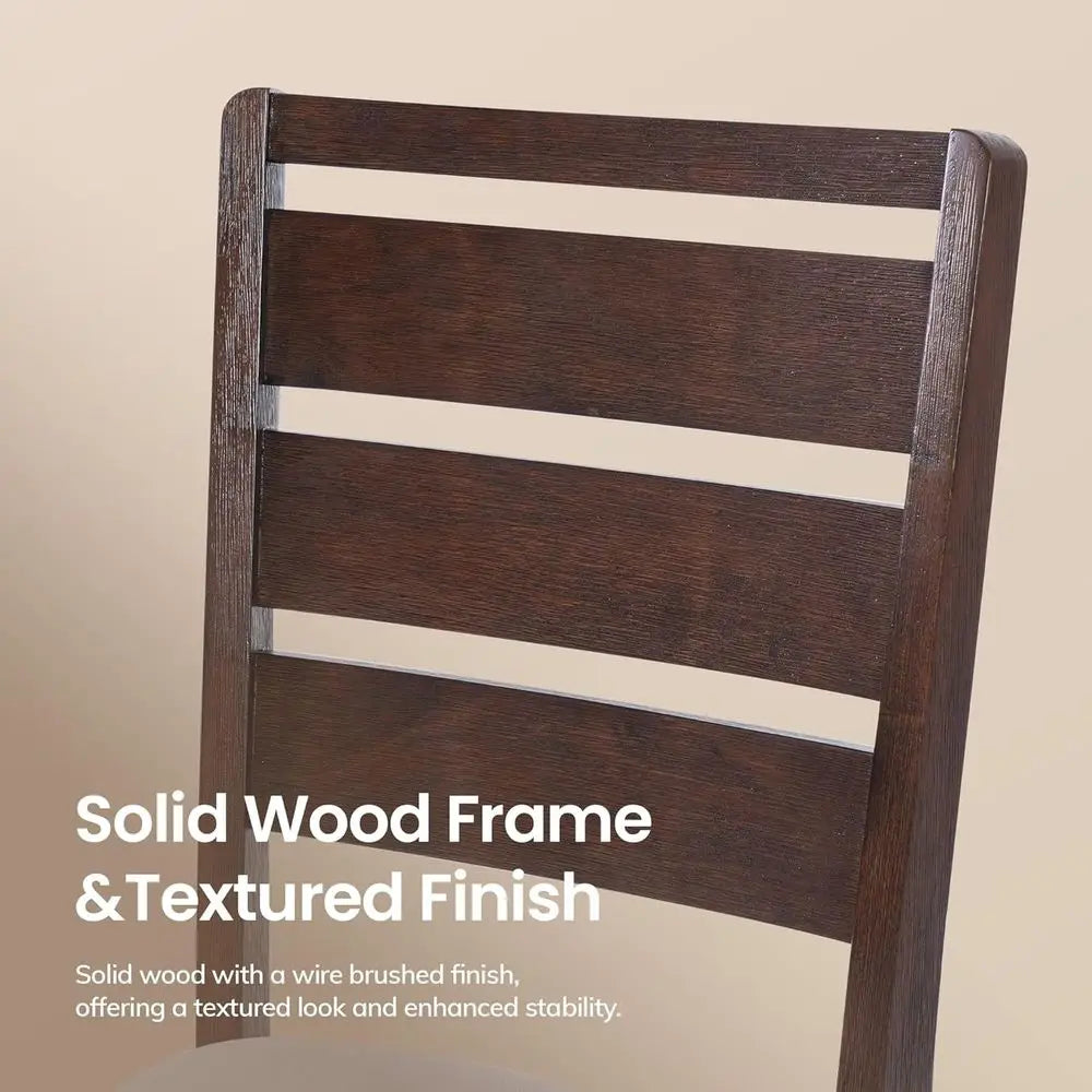 Set of 6 Wooden Ladder Back Dining Chairs with Thick Cushion, Suitable for Home and Restaurant, Easy to Clean, Brown