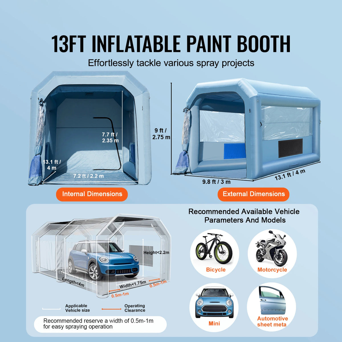 SucceBuy Inflatable Paint Booth Inflatable Spray Booth with Powerful Blowers and Air Filter System Portable Car Paint Booth