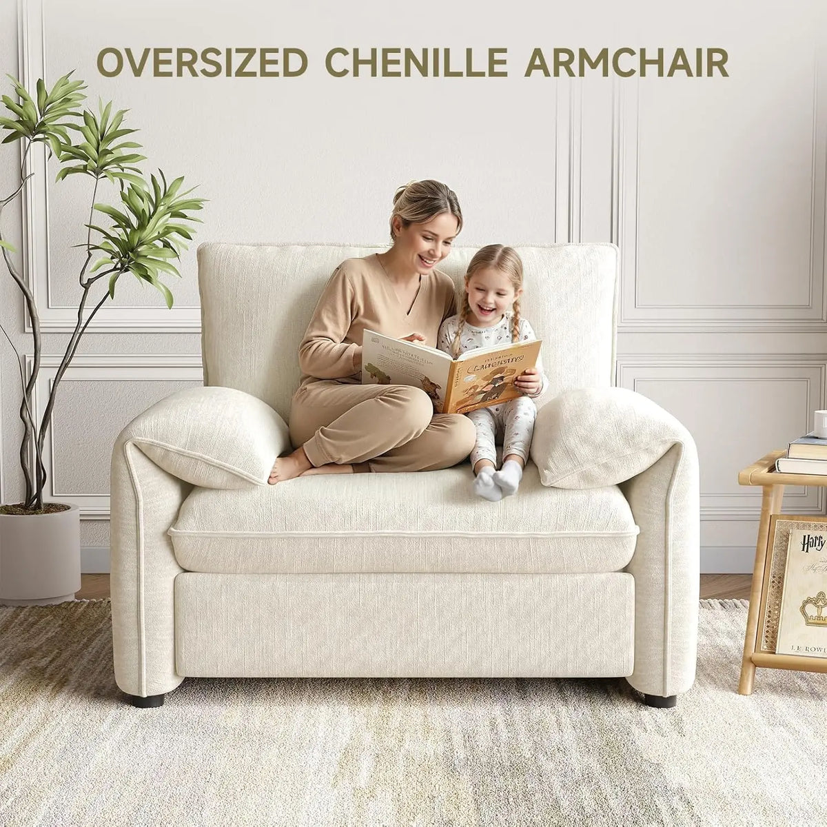 ONBRILL Plush Chenille Accent Chair Modern High Back Lounge Chair